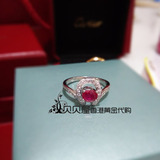 【代购】香港TSL谢瑞麟18K白金红宝石U形镶钻戒指 圣诞礼物
