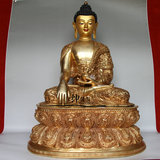 藏传佛教尼泊尔 紫铜鎏金精品佛像 释迦牟尼佛 释迦摩尼佛像1.5尺
