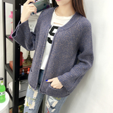 2016韩版时尚气质小开衫女短款学生外套学院风针织衫简约百搭毛衣