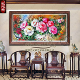 艺元素欧式花卉油画印象富贵牡丹中式客厅餐厅壁炉玄关装饰画壁画