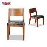 爱喆家时尚休闲餐椅现代简约实木餐椅特价软垫椅子新古典黑色凳子