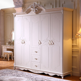 法式欧式衣柜实木质简易卧室 五门衣橱整体收纳大衣柜子拉门