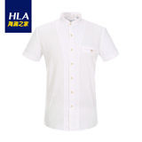 Heilan Home/海澜之家2016夏季热卖男装纯色立领亚麻休闲短袖衬衫