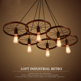 复古吊灯工业风餐厅loft咖啡厅网咖北欧创意个性过道发廊车轮灯具