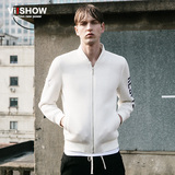 viishow2016秋装新款夹克衫 欧美潮流棒球衣男 字母修身白色外套