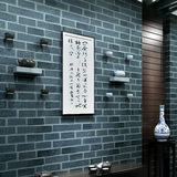 中式茶楼复古仿砖纹砖块青砖红砖3D仿古砖墙纸客厅电视背景墙壁纸