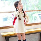 YUBABY韩国童装2015秋冬款女童可爱海军学院风娃娃领学生裙连衣裙