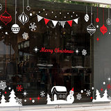冬季恋歌 圣诞节墙贴纸店铺大型玻璃橱窗贴圣诞老人雪花墙贴画