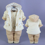 男宝宝棉衣服0-1-2岁冬季婴儿童装马甲三件套装加厚婴幼儿秋冬装