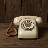 热卖【西洋古董老旧货】日本产 米灰色拨盘电话机 复古装饰