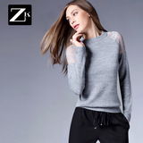 ZK女装2016冬装新款蕾丝拼接毛衣套头镂空打底针织衫女修身显瘦潮