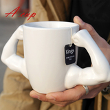 韩国马克杯创意咖啡杯肌肉情侣学生可爱男女生杯子欧美简约陶瓷杯