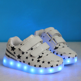 新款儿童充电发光鞋男童LED魔术贴童鞋女夜光鞋荧光鞋灯光运动鞋