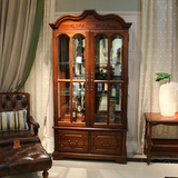 欧式实木装饰柜 美式乡村古典双门酒柜带抽屉 简欧客厅家具