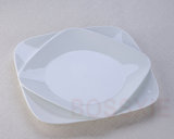 正品美国康宁玻璃厨房餐具纯白6/8/10寸方盘西餐盘甜点盘果盘烤盘