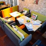 咖啡厅咖啡馆奶茶店甜品店西餐厅卡座桌椅套件实木沙发组合