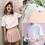 2016夏装新款女装韩版学院风贴布刺绣短袖T恤女百搭闺蜜姐妹装潮