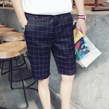 夏季韩版青年精神小伙紧身西装短裤 男士社会三分4分裤四分裤薄款