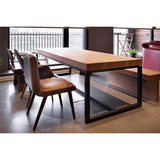 LOFT美式乡村铁艺复古餐桌组装长方形实木电脑桌咖啡桌办公桌书桌