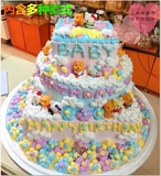 上海三层生日蛋糕维尼熊HelloKitty卡通玩偶场景儿童蛋糕多款选择