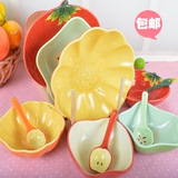 包邮陶瓷水果碗盘勺杨桃创意餐具米饭碗点心沙拉碗可爱礼品宝宝碗