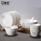 创意陶瓷韩式56头骨瓷餐具套装碗碟勺家用碗盘套装结婚用婚庆