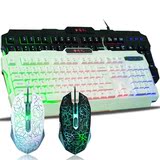 无冲机械手感发光键盘6D鼠标套装彩虹背光呼吸灯防水七彩背光19键