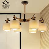 韩式田园日式木艺吊灯饰美式创意个性北欧客厅卧室餐厅吸顶灯具