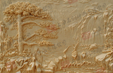 上海石创砂岩浮雕画砂岩背景墙砂岩雕塑中式玄关壁画迎客松松鹤图