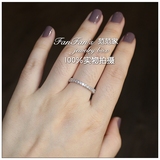 韩国饰品厚金保色简约气质锆石微镶满圈镶钻一字排钻戒指指环