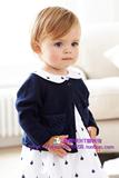 英国现货NEXT正品童装 2015秋冬女宝宝花边海军蓝针织衫开衫外套
