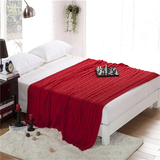 米卡其红纯色棉盖毯毛毯针织毯空调午睡毯床头毯沙发汽车盖毯披肩