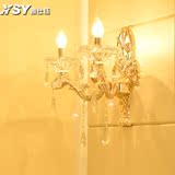 欧式锌合金客厅餐厅灯饰奢华卧室复式楼创意蜡烛水晶壁灯8146-2