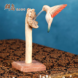 限量特价印尼进口手工天然实木雕刻蜂鸟创意根雕根艺工艺品摆件
