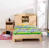 特价实木儿童储物床松木书架床1.2单人1.8双人床青少年双抽床
