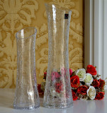 包邮 透明斜口冰裂生态创意玻璃花瓶大号富贵竹百合水培玻璃花瓶