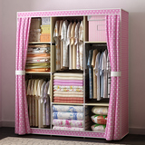 新款简装储物衣柜简易 钢架布艺衣橱创意收纳自由组合卧室柜JSB53