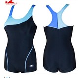 正品英发新款休闲连体平角拼色修身显瘦女式游泳衣YF1625