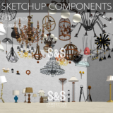【灯具合集】su室内家装工装SketchUp 7.0精品吊灯壁灯台灯模型