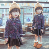 2015冬季童装新款韩版女童儿童花边领小碎花加绒衬衫长袖打底衣潮