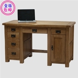 包邮欧式复古纯实木电脑桌白橡木书桌写字台住宅家具出口原单现货