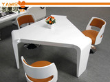 烤漆洽谈桌售楼白色简约咖啡茶几桌椅组合三角会议桌创意商务桌椅