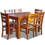 简约现代实木欧式客厅饭桌北欧家具 椅组合一桌四椅橡胶组装 餐桌