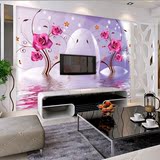 现代简约温馨玫瑰电视背景墙纸壁纸大型壁画客厅沙发卧室床头背景