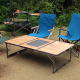 可升降野餐桌全铝合金烧烤桌 可内嵌烧烤炉 三折便携式户外折叠桌