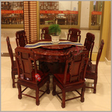 红木家具红木餐桌非洲酸枝木圆桌带转盘实木饭桌
