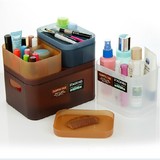 韩国加厚塑料桌面有盖化妆品收纳盒 自由组合整理储物盒