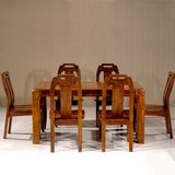长方形实木餐桌椅组合榆木餐桌现代中式6人座饭桌餐台家具特价