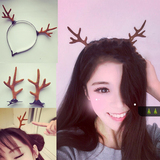 日韩森女COS派对鹿角发夹写真道具麋鹿对夹边夹圣诞节头饰发饰