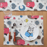 猫头鹰创意个性 日式简约风棉麻条纹餐垫餐巾餐布盖布 碗垫隔热垫